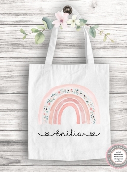 zuckersüße Tasche Regenbogen Flower Wechselwäsche Wechselkleidung (personalisiert) Kindergarten  Wunschname KITA Kindergarten Lüttentüddel®